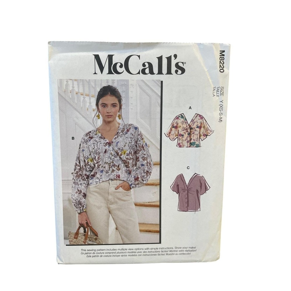 McCall's M8220 Misses' Top & Mask Y(XS-S-M) Modern Easy Sewing Pattern